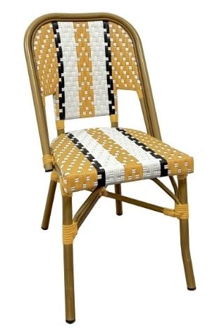 METRO PROFESSIONAL Chaise Pigalle, empilable, aluminium / rotin PE, jaune