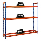 thumbnail of PROREGAL Support à pneus Big METAL SHARK NO.6 | HxLxP 200x180x45cm | Charge du compartiment 300 kg | jusqu'à 21 pneus sur 3 niveaux | Bleu/Orange