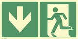 thumbnail of Notausgang links Pfeil unten, Kombi, ISO 7010, PVC-U selbstkl.,160-mcd,297x148mm