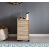 thumbnail of Rollcontainer Sonoma 33 x 63 x 38 cm Holz Schubladenschrank Schreibtisch, Büro Schrank mit 5 Schubladen, Container Rollschrank klein Standcontainer