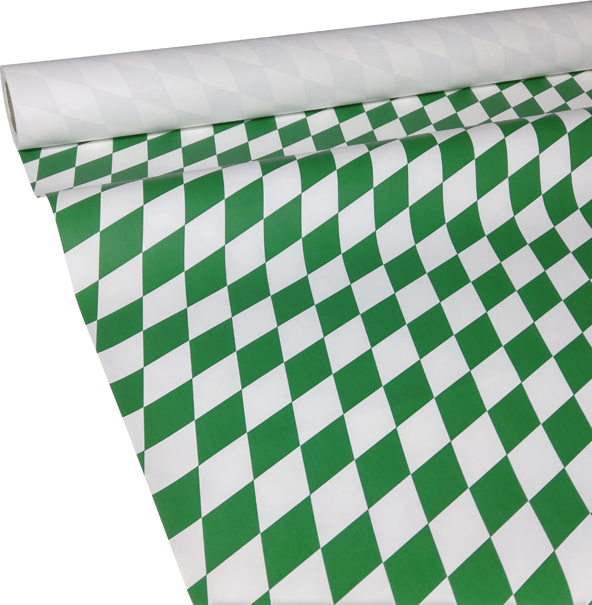 JUNOPAX Papiertischdecke Raute grün-weiß 50m x 1,00m, nass- und wischfest