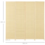 thumbnail of HOMCOM Biombo de 4 Painéis Dobrável 180x180 cm Separador de Ambientes Tecido a Mão de Bambu e Fio de Algodão 180x180 cm Madeira