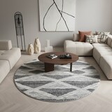 thumbnail of Teppich Wohnzimmer 3D Geometrisch Modern Waschbar Strapazierfähig Esszimmer OEKO-TEX Rund Grau 200x200 cm Gekettelt – GENF von Kadima Design