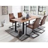 thumbnail of SalesFever Freischwinger Stuhl 2er Set | Bezug Kunstleder | Gestell Metall schwarz lackiert | geschwungene Rückenlehne | hellbraun