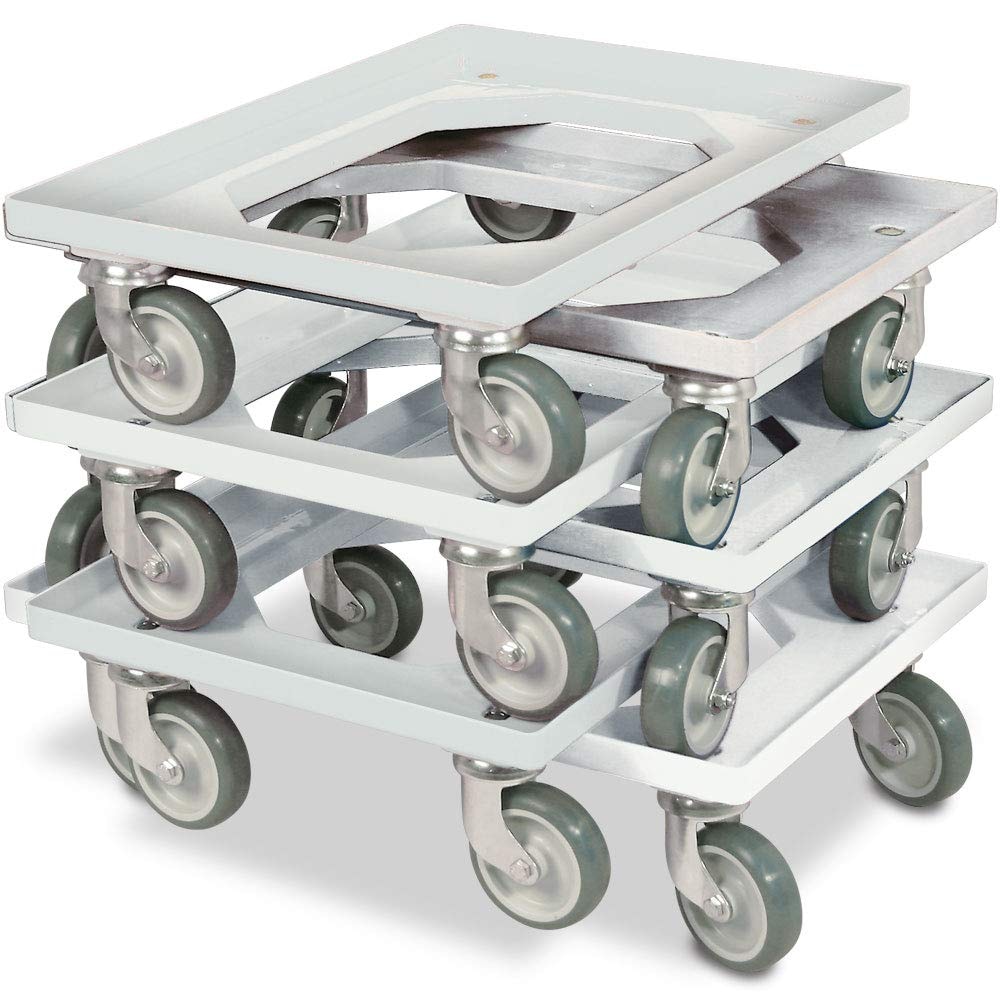 6x Logistikroller/Kistenroller für Behälter 600 x 400 mm, Tragkraft 250 kg, weiß