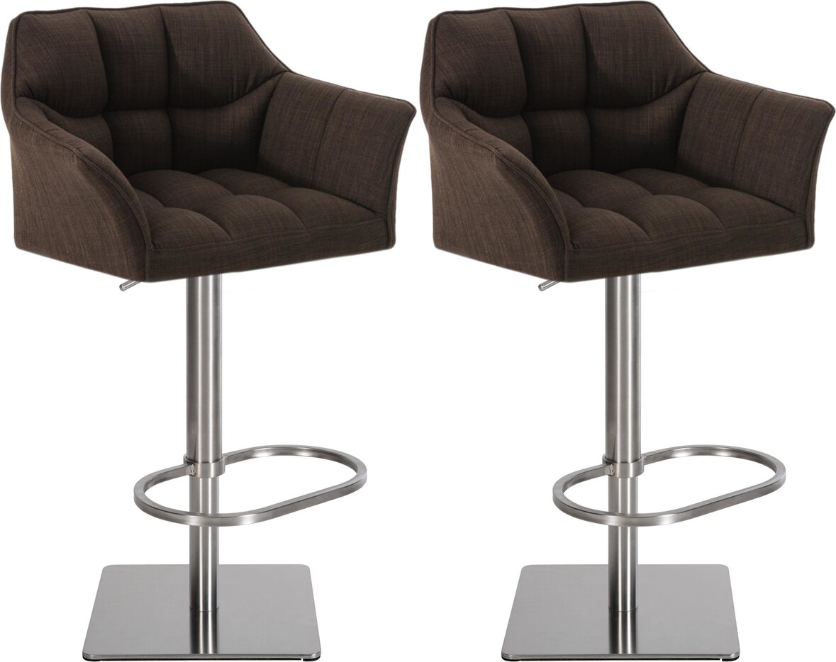 CHEFGASTRO 2er Set Barhocker PHILADELPHIA Stoff Edelstahl HxBxT 88x64x45cm Stoff Braun Barstuhl