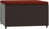 thumbnail of vidaXL Gartenhocker 2 Stk., Sitzhocker mit Kissen Stahlrahmen, Modular Hocker für Garten Terrasse, Fußhocker Gartenmöbel, Braun Poly Rattan