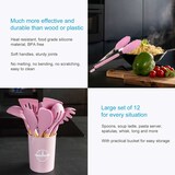 thumbnail of Intirilife 12-teiliges Küchenutensilien Set Silikon in Rosa - 12.5 x 32.5 cm - Kochbesteck mit Zange Schneebesen Pfannenwender Pinsel Schöpfkelle