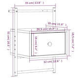 thumbnail of Table de chevet murale chêne brun 35x30x51 cm bois d'ingénierie – Modèle Modern Wood