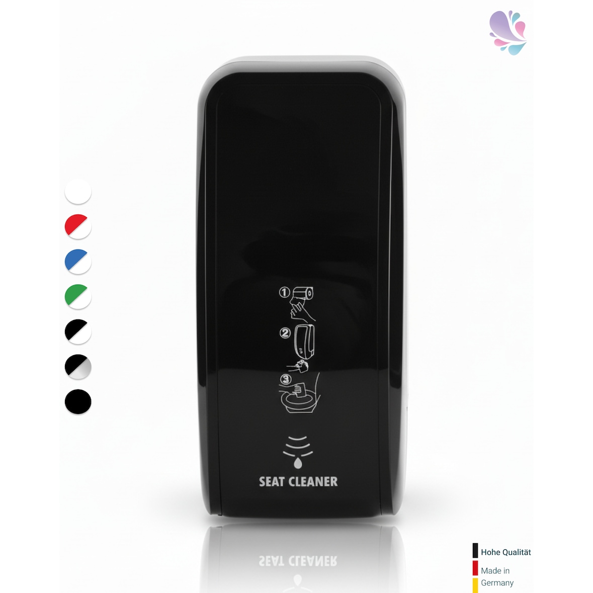 SENSOR Spender für Toilettensitzreinigung bis zu 2.500 Anwendungen je 1-Liter, blitzschneller Kartuschenwechsel, Blanc Cosmos : Farbe - Schwarz