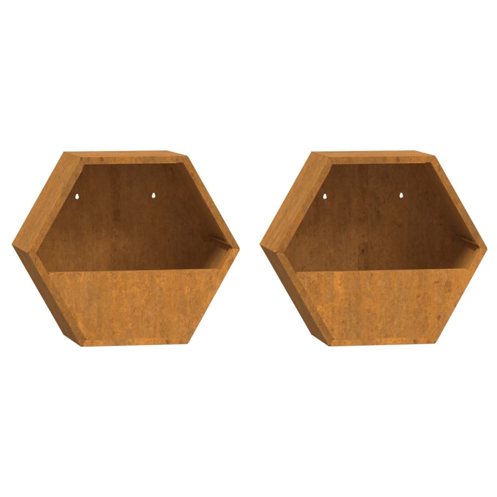 vidaXL Plantenbakken wandmontage 2 st 30x10x25 cm cortenstaal roestig