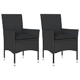 thumbnail of vidaXL Gartenstühle mit Kissen 2 Stk. Schwarz Poly Rattan