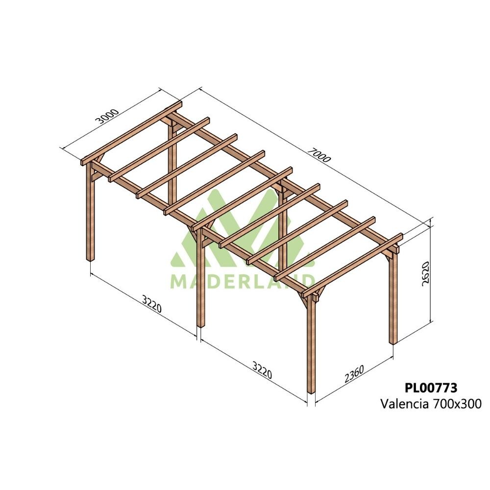 Pérgola de Madera Laminada Valencia (Maderland) - Gardeneas