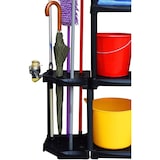 thumbnail of 4-laags opbergplank + bezemhouder, zwart, polypropyleen, zware kwaliteit, garage, wasruimte, kunstplastic