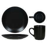 thumbnail of 12tlg Frühstücksset Panther matt schwarz für 6 Personen aus Steingut - 161949 + 161950