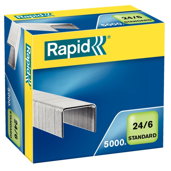 Grapas Rapid 24/6 mm. Caja 5000 Standard galvanizada. Pack de 10