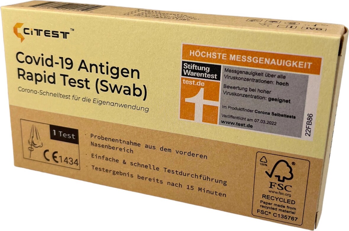 10x CITEST | COVID-19 Antigen-Schnelltest (swab/Nasenabstrich) | einzelverpackt | 10 Stück