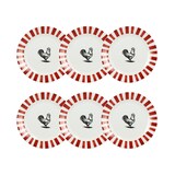 thumbnail of Novastyl - Lot6 assiettes à dessert cocorico 19cm en porcelaine rouge blanc