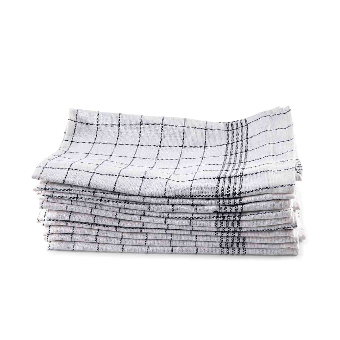 10er Set Geschirrtuch aus 100% Baumwolle, kariert, schwarz-weiss, 50 x70 cm