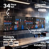 thumbnail of AREBOS Muro Utensili Parete dell'officina Parete Metallica Perforata 34 Parti blu