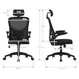 thumbnail of ML-Design Bürostuhl ergonomisch Schwarz, Mesh, Kopfstütze, Armlehnen, Lendenstütze, Wippfunktion, Drehstuhl mit Rollen, Computerstuhl Chefsessel