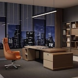 thumbnail of Chefschreibtisch 180 cm mit LED Beleuchtung – Moderner Bürotisch mit Sideboard Holz Design