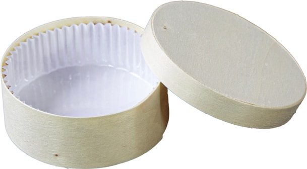 PACKNWOOD - 120uds - Caja redonda de madera FSC mix + papel ing - apta para horno H42mm 271ml