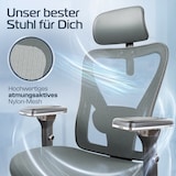 thumbnail of CLOUVOU CleverSeat, ergonomischer Bürostuhl, Rückenlehne mit Mesh Bezug, 4D-Armlehnen, 3D-Kopfstütze, BladeWheels, Anthrazit