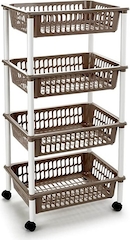 Carro De Almacenamiento Metaltex San Diego - 3 Cestos Extraíbles - Color Plata - 68x30x38 Cm - Con Ruedas 360°