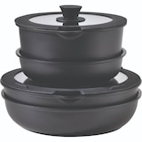 thumbnail of BERGNER Click&Cook - Batería de Cocina 10 Piezas Color Negro con Mango Extraíble: 3 Sartenes, 2 Cazos, Tapas y Utensilios en Aluminio Fundido