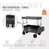 thumbnail of Hauki Bollerwagen L Grau, faltbar mit Dach, Handwagen klappbar, bis 80 kg, 2 Netztaschen + Außentasche, Bremse, Transportwagen Kinder