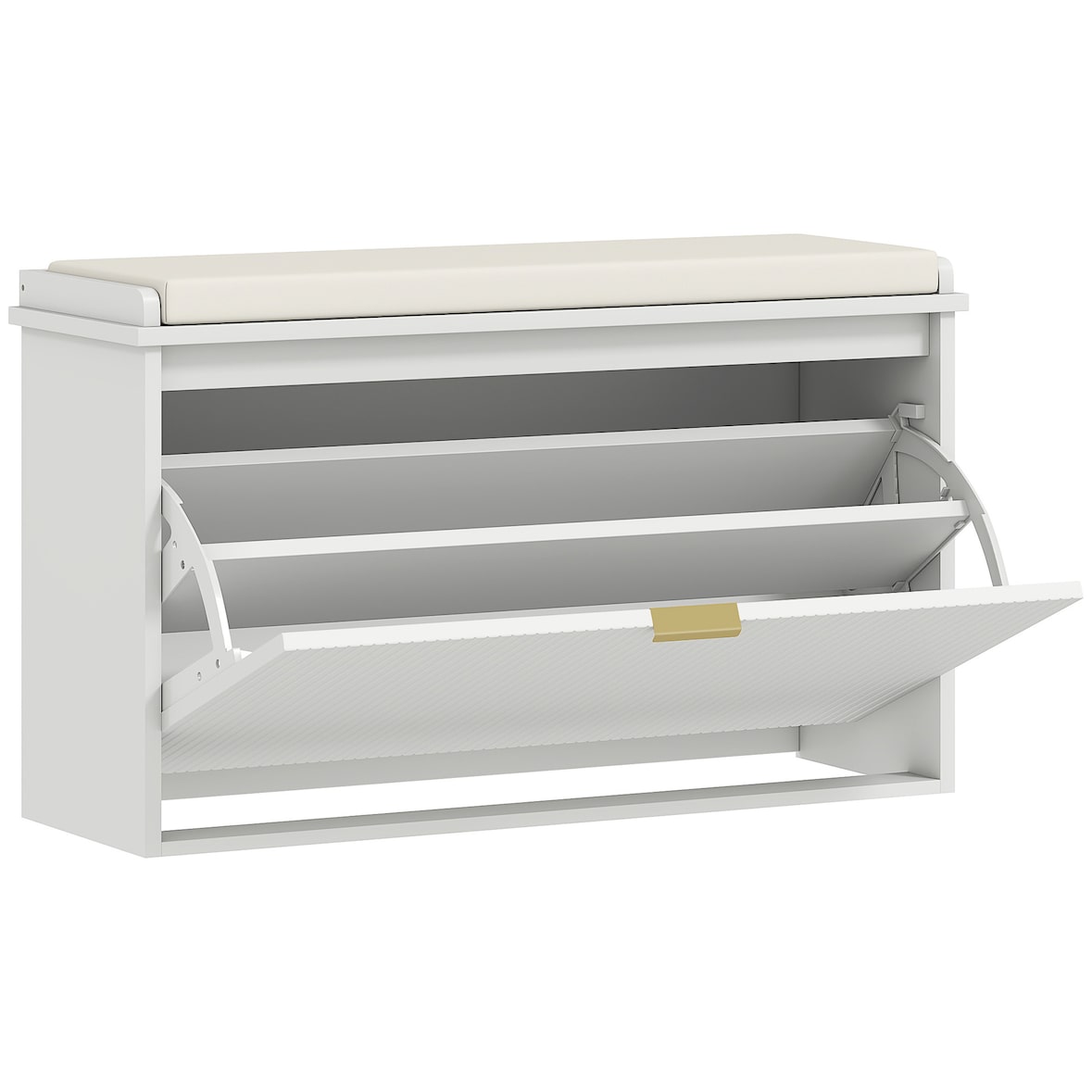 HOMCOM banco zapatero mueble zapatero banco recibidor con asiento acolchado cajón abatible y panel de tablillas 80x26x47,5 cm blanco