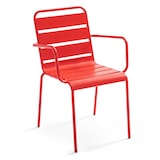 thumbnail of Tavolo rotondo da terrazza e 6 poltrone in acciaio rosso - Oviala