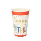 thumbnail of PAPSTAR 140 Trinkbecher, Pappe 0,2 l Ø 7 cm · 9,7 cm weiss "Happy Birthday" (37174, 14x10 Stück)
