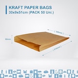 thumbnail of 50 Kraftpapiertüten ohne Henkel 300x90x510mm – Bäckereien, Geschenke, Hochzeit, Geschäfte