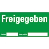 thumbnail of Aufkleber I Etikett Freigegeben, beschriftbar, grün, Haftpapier, ablösbar, 148x74mm, 500/Rolle