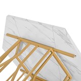 thumbnail of Esstisch sechseckig Weiß+Gold 116x100x75 cm Marmoroptik MDF Tischplatte mit geometrischem Muster, Stahlgestell in Astform, modern