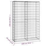 thumbnail of vidaXL Steinkorb Gabione mit Deckeln Verzinkter Draht 150×100×30 cm
