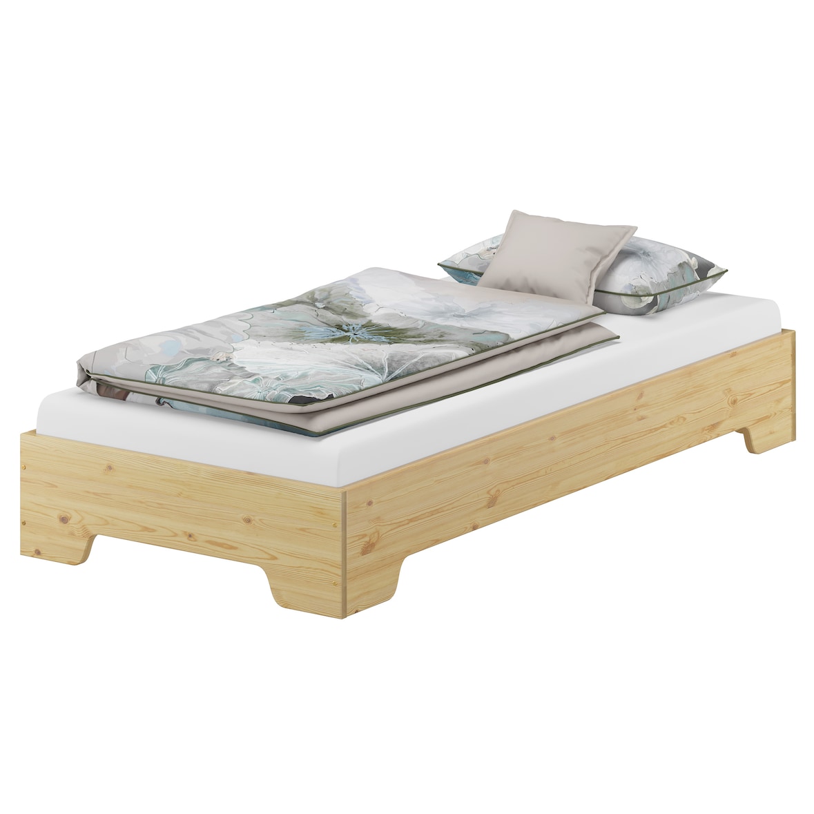 Kastenbett 90x190 stabiles Gästebett mit wählbarem Zubehör V-60.56-09-190 ohne Zubehör