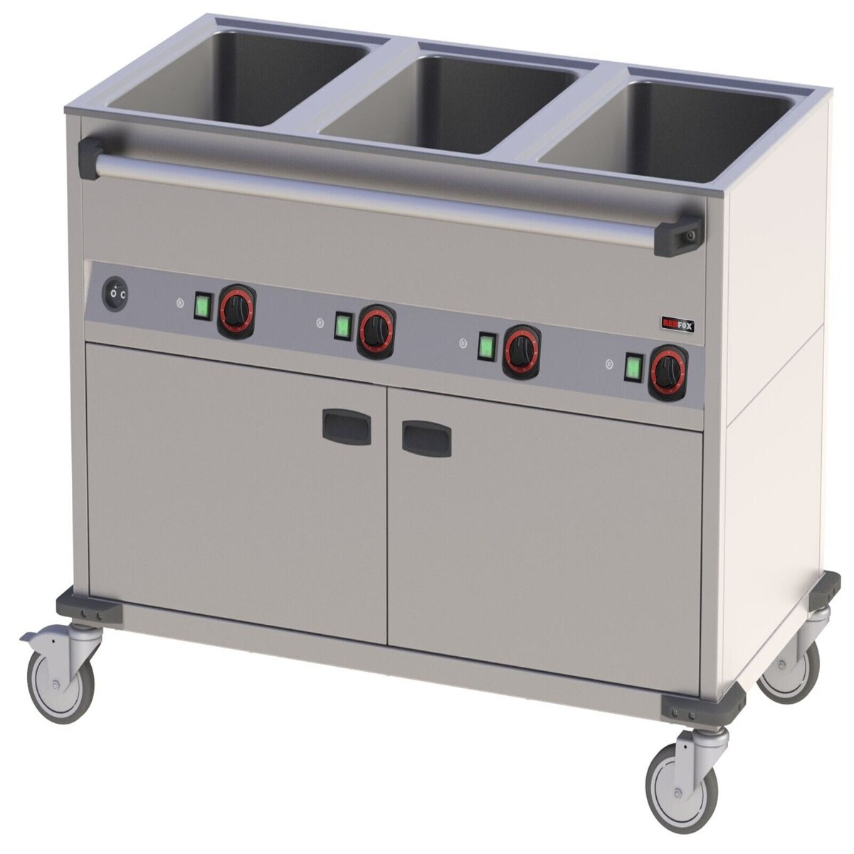 A&S polarny Bain-Marie mobiler Warmhalter Wasserbad beheizter Schrank 3xGN1/1 1250x700x900mm