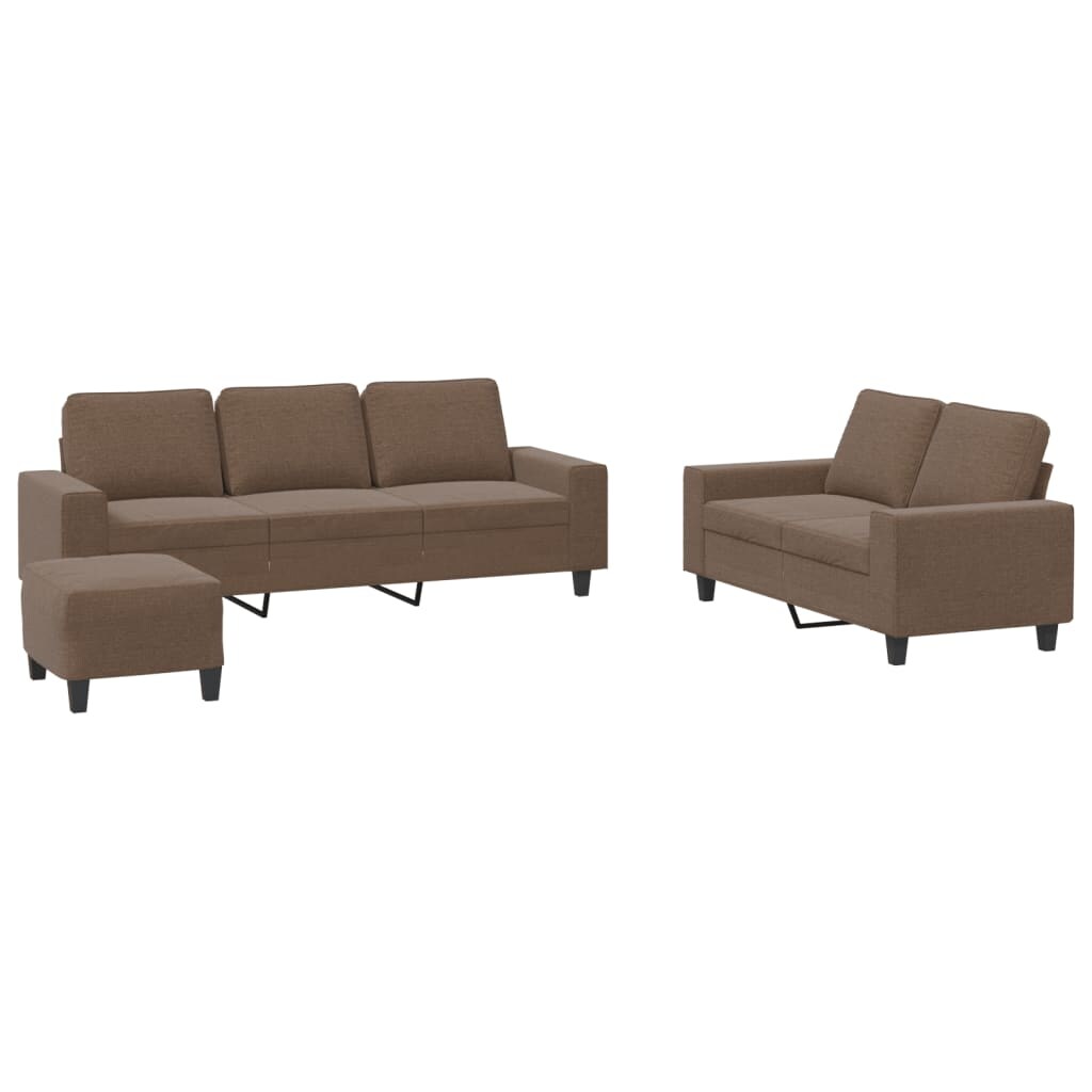 vidaXL 3-tlg. Sofagarnitur Braun Stoff