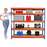 thumbnail of PROREGAL Mega Deal 2x Profi Schwerlastregal Rhino | HxBxT 180x200x60cm | 5 Spanplatten-Ebenen 8mm | Fachlast 500kg | Blau-Orange