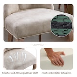 thumbnail of Merax Polsterstühle(Set, 4 St), Stuhl Hellbeige Samt Esszimmerstuhl, hohe Rückenlehne, mit Knopfsteppung, Gestell aus Massivholz, Hellbeige