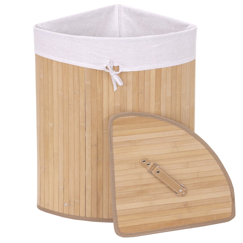 Eckwschekorb HWC-C21, Laundry Wschebox Wschesammler Wschebehlter,  Bambus 61x48x35cm 50l ~ naturfarben | METRO