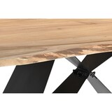 thumbnail of Esstisch Baumkante Massiv Akazie naturfarben 140 x 80 schwarz Butterfly-Gestell MICK