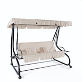 thumbnail of Dondolo 3 Posti Reclinabile Tettuccio Parasole Regolabile Cuscini Imbottiti Diventa Letto Struttura Robusta In Acciaio 200 x 120 x 160 cm Beige