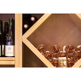 thumbnail of LES ARTISANS DU BOIS Présentoir à vin Œnologue Casiers et Croisillons en bois teinté verni chêne foncé  L130x P40 x H200 cm