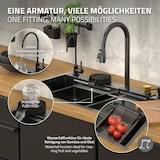 thumbnail of ML-Design Spülbecken Edelstahl 80 × 46 cm Anthrazit – Einbauspüle mit Wasserfall-Design, ausziehbarem Wasserhahn & Zubehör, rechteckige Küchenspüle