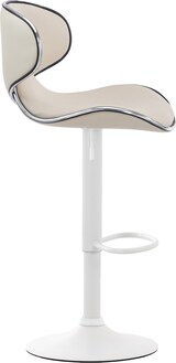 thumbnail of Décoshop26 - Barhocker x1 moderne Sitzfläche mit Wellenlinien aus cremefarbenem PVC weißes Metall-Trompetenfußgestell 10_0005673