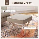 thumbnail of Fußhocker Polyester Beige 51x47x42 cm mit gepolstertem Sitz und Kautschukholzbeinen